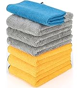 WEAWE Microfiber Towels for Cars - 7 Pack (3+3+1), Premium Plush Pile Microfiber Cleaning Cloth f...