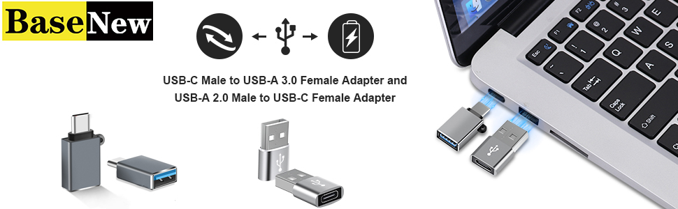 BaseNew USB to USB C Adapter and USB C to USB-A Adapter