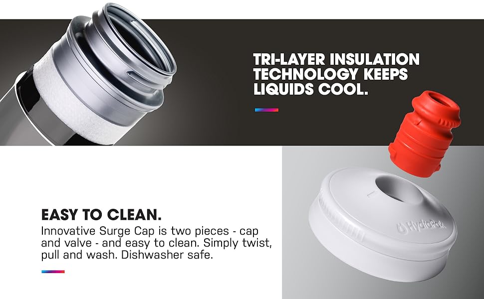 Innovative Surge Cap is two pieces - cap and valve - and easy to clean. Simply twist, pull and wash.