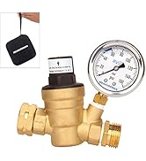 MEASUREMAN Adjustable Brass Lead Free RV Pressure Regulator, Pressure Reducer with Liquid Filled ...