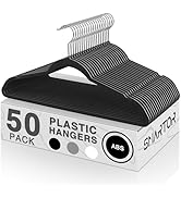 SMARTOR Plastic Hangers 50 Pack, Heavy Duty Plastic Hangers for Clothes - Non-Velvet Slim Hangers...