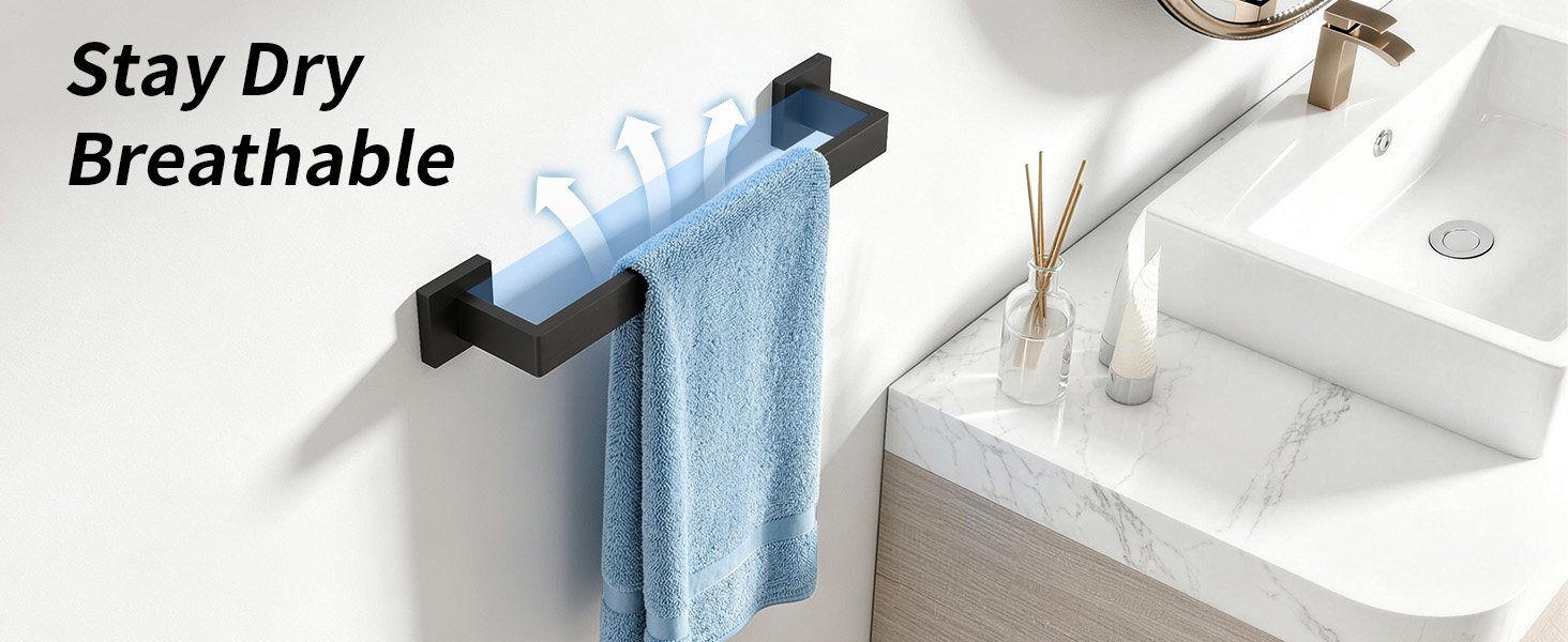 Towel Bar, Black Wall Mount Towel Holder for Bathroom