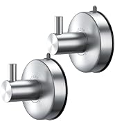 DGYB Suction Cup Hooks for Shower Brushed Nickel Bathroom Hooks Suction Set of 2 Removable Wall H...