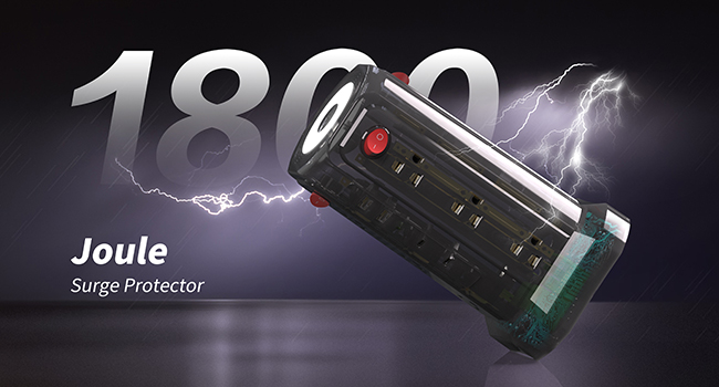 Surge Protector Power Strip Tower with 4 USB Ports and Night Light 16FT Extension Cord