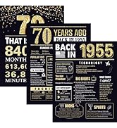 70th Birthday Gifts for Men 1955 Birthday Decorations 3 Pieces 11 x 14 Back in 1955 Posters 70 Ye...