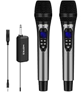 HOTEC Wireless Singing Microphones for Karaoke, Dual UHF Handheld Dynamic Mic System with Echo/Vo...