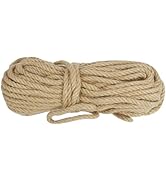 DEDU Hemp Rope, Twine Sisal Rope 3/8 Inch X 100 Ft, Natural Twisted 4 Strand Manila Rope Thick Ro...