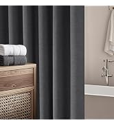 Seenus Rustic Country Faux Linen Shower Curtain Charcoal Grey, Heavyweight Polyester Fabric Showe...