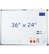 M&amp;G White Board Dry Erase Board 36" x 24" Magnetic Whiteboard for Wall, 2 Markers &amp; 4 Magnets &amp; 1...