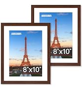 FIXSMITH 8x10 Picture Frame Set of 2, Photo Frame with HD Plexiglass, Display Pictures 5x7 with M...