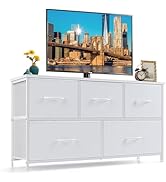 5-Drawer Dresser for Bedroom, Anti-Tip Wide Storage Organizer Fabric Chest of Drawers TV Stand fo...
