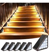 AUDLES 6 Pack Solar Stair Lights Outdoor Stair Lights with Waterproof IP67 LED Solar Light for Ou...