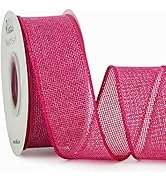 Ribbli Burlap Wired Ribbon,1-1/2 Inch x 10 Yard,Hot Pink,Solid Wired Edge Ribbon for Big Bow,Wrea...