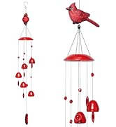 Gardenvy Cardinal Bird Wind Chimes with Bells, Large Unique Birds Chimes for Garden Backyard Chur...