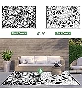 GENIMO Lightweight Plastic Outdoor Rug Waterproof, 5' x 8' Reversible Patio Plastic Straw Camping...