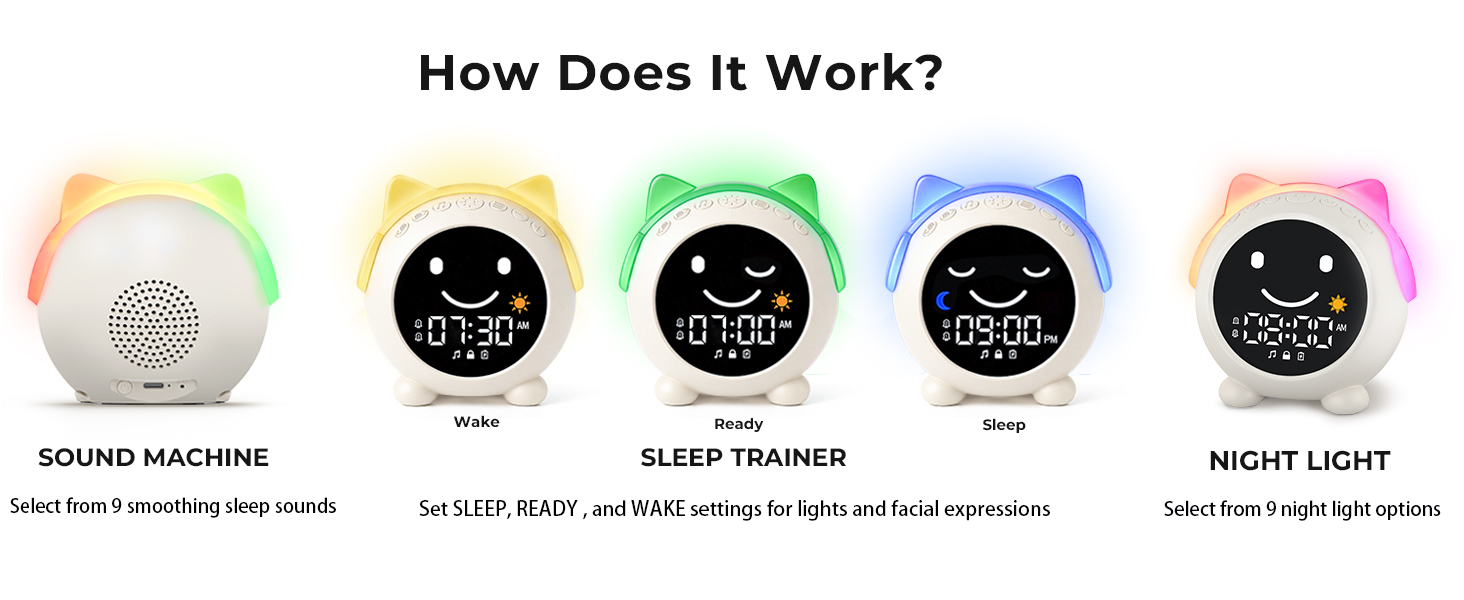 kids alarm clock hatch ok to wake bedroom room toddler children cute night light boy girl sleep