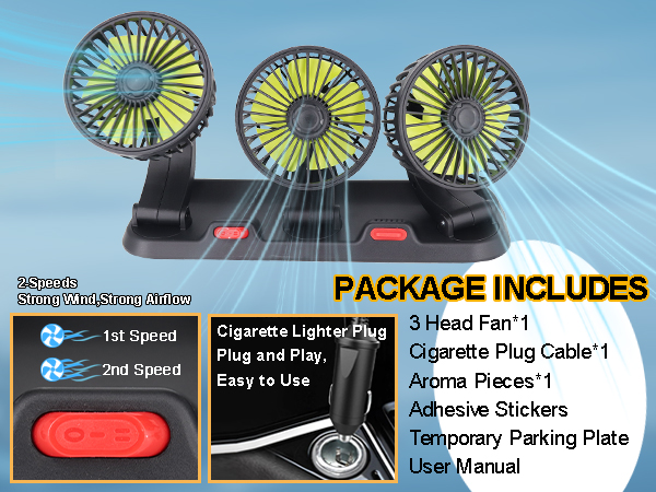 Three-Head Car Fan