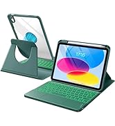 Harvopu for iPad 10th/11th Generation A16 Case with Keyboard, 360 Rotation Detachable Cover with ...