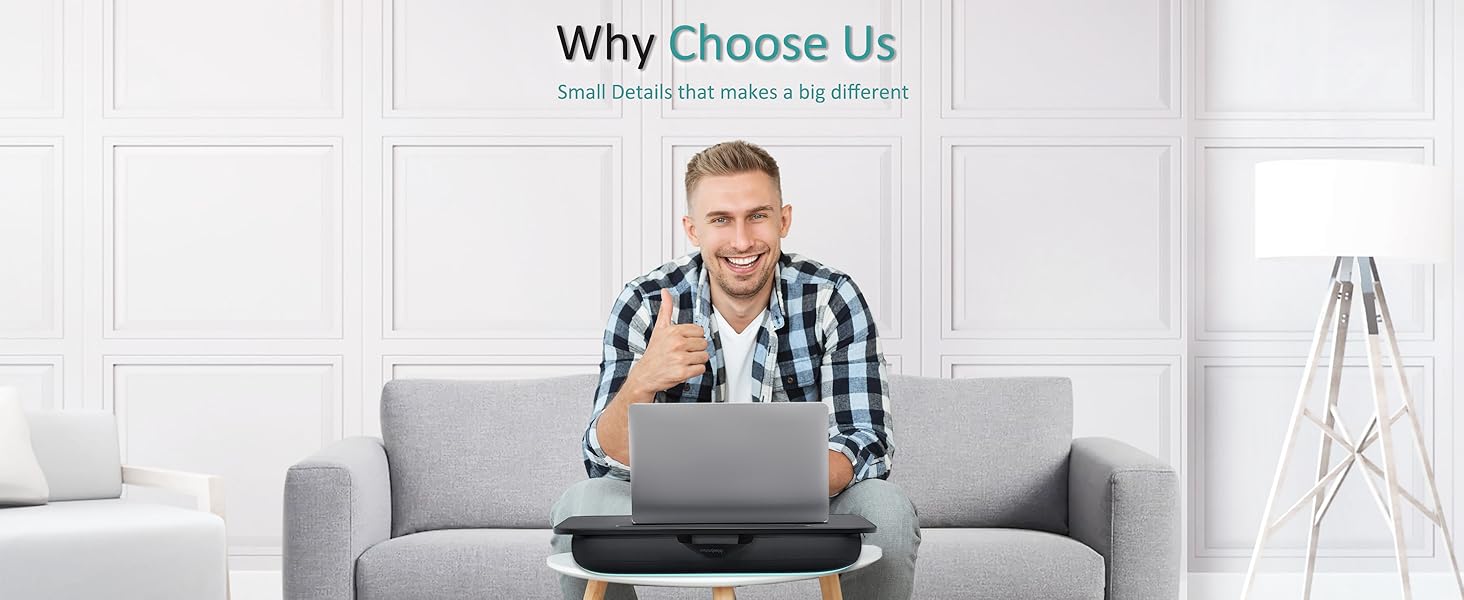 Couch lap desk with soft cushion for laptop and writing work at home work from home remote worker