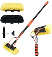 20FT Car Wash Brush with Long Handle, Car Cleaning Brush with 12" Soft Bristle and Hard Bristle, ...