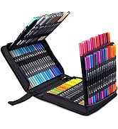 sanipoe 120 Colors Watercolor Brush Pens, Dual Tips Brush Fineliner Markers for Calligraphy Paint...