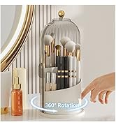 Bepod Makeup Brush Holder Organizer -360° Rotating Luxury Cosmetic Organizer With Lid Desktop Mak...