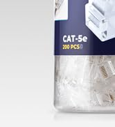 Everest Media Solutions RJ45 Cat5e Pass Through Connectors, Pack of 50 - Modular Plug for Solid o...