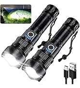 MILAOSHU Rechargeable Flashlights 900,000 High Lumens - 2 Pack, Super Bright 12 Hours Long Life L...