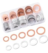 Foelony 100 PCS Car Oil Drain Plug Crush Washer Kit, M10 M12 M14 M16 M18 Aluminum Copper Mixed Mu...