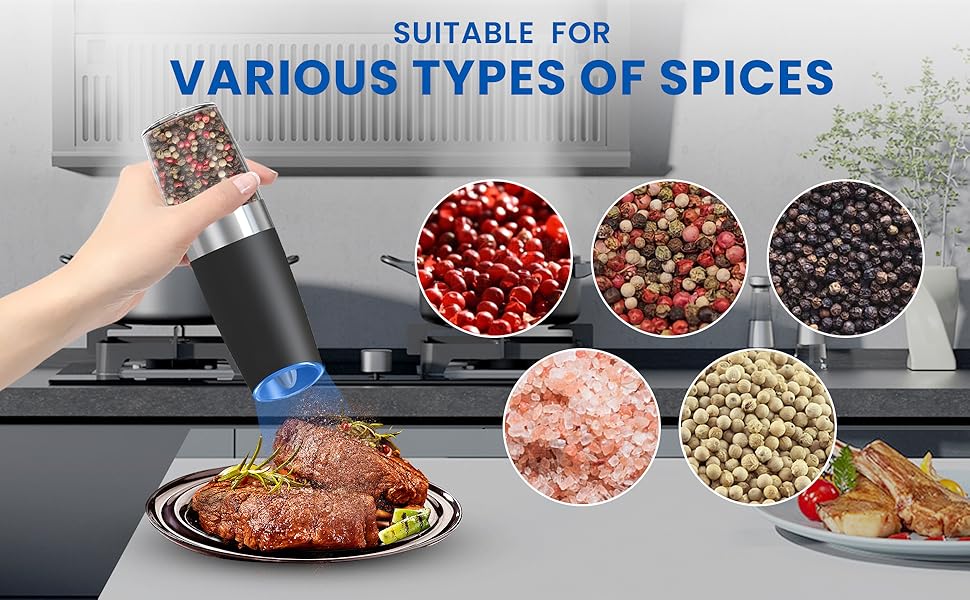 UNNEES Gravity Electric Pepper And Salt Grinder Set