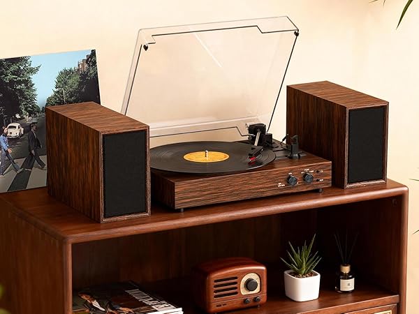 record player with speakers
