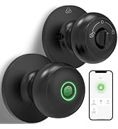 GeekTale Fingerprint Door Lock for Bedrooms, Fingerprint Door Knob with Lock, Smart Door Lock, Ap...