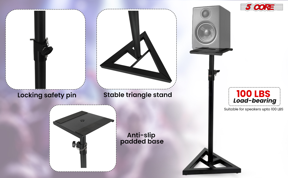 speaker stand height adjustable tripod mount pole stage studio floor monitor subwoofer