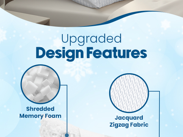 cooling pillow, shredded memory foam pillows, queen pillows, king size pillows hotel quality