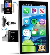 [ 4+64G]10.1 inch Single Din Touch Screen Car Stereo with Wireless Carplay and Android Auto, Rota...