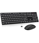 Wireless Keyboard and Mouse Combo, EDJO Silent Full Size USB Keyboard Mouse, Long Battery Life, L...