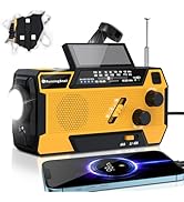 Emergency Crank Weather Radio: AM/FM/NOAA Weather Radio with 3 Built-in Cable - Hand Crank Radio ...