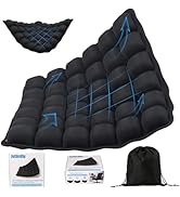 Portable Travel Airplane Seat Cushion, 3D Air Cell Tech with Built-in Pump, Adjustable Firmness B...