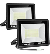 Ceena 2 Pack 120W Hardwired LED Flood Light Outdoor, 12000lm Super Bright Floodlight, IP66 Waterp...