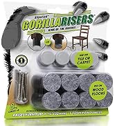 GorillaRisers CB251-8 Screw on Furniture Risers (8 Pack) Floor Protector Slider Legs Raise Chair ...