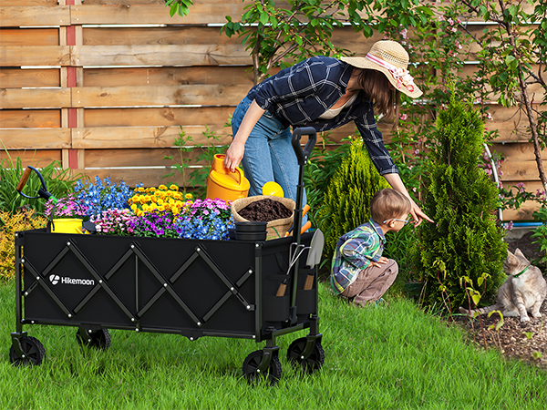 Hikemoon utility collapsible folding wagon cart for garden