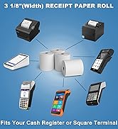 BESTIKER 3 1/8 x 230ft Thermal Paper 32 Rolls - 80mm Receipt Cash Register Paper, Fits Credit Car...