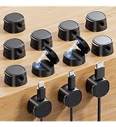 12 Pack Magnetic Cable Clips [Smooth Adjustable], gliship Phone Charger Cord Holder Clips for Nig...