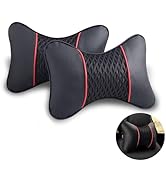 VVHOOY Car Neck Pillow 2 PCS,Universal Soft Breathable Leather Car Neck Pillow Comfortable Head N...