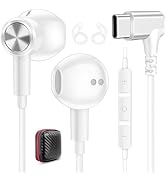 iMangoo Wired USB C Headphones, 90° Angled L-Shaped Plug in Ear Buds Magnetic Wire USBC Headphone...