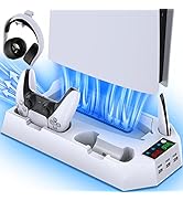PS5 Stand and Cooling Station with Dual Controller Charging Station for Playstation 5 Console, PS...