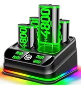 Rysker 4x4800mWh Rechargeable Battery Pack for Xbox with Charger, Controller Batteries Pack with ...