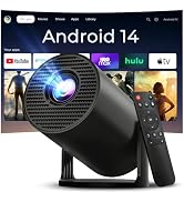 Mini Projector with WiFi 6 and Bluetooth 5.4 Auto Vertical Keystone Built-in Android 14 OS, 1080P...