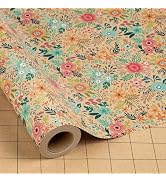 MAYPLUSS Colorful Floral Kraft Wrapping Paper Roll - 17Inch x 33Feet - Garden Boho Floral Gift Wr...