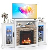 ARLIME 59 Inch Electric Fireplace TV Stand, Fireplace Heater with Mantel, 19 Inch Fireplace Inser...
